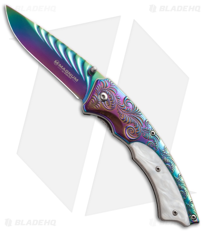 Boker Magnum Pearl Rainbow Liner Lock Knife (3.35