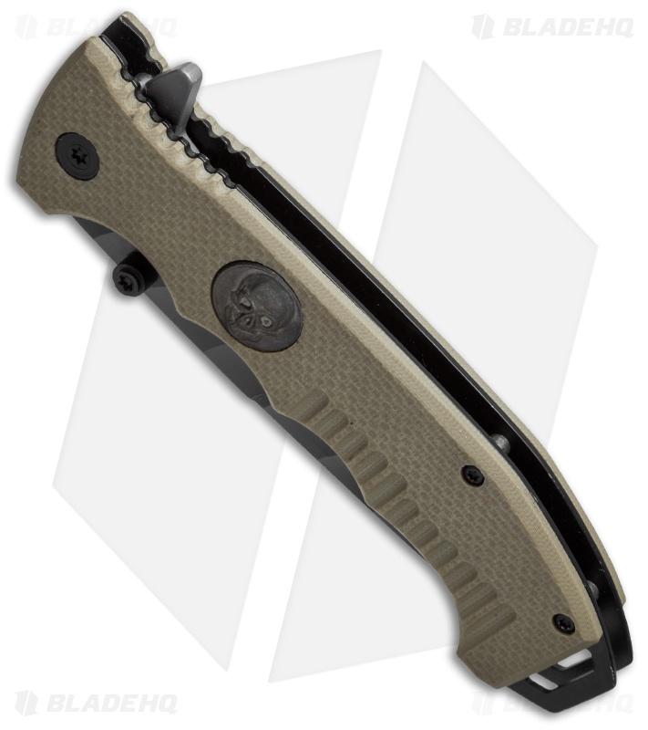 Boker Magnum Shades of Gray Liner Lock Knife Tan G-10 (3.75" Serr) 01SC648N