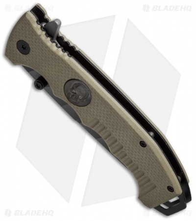 Boker Magnum Shades of Gray Liner Lock Knife Tan G-10 (3.75" Serr) 01SC648N