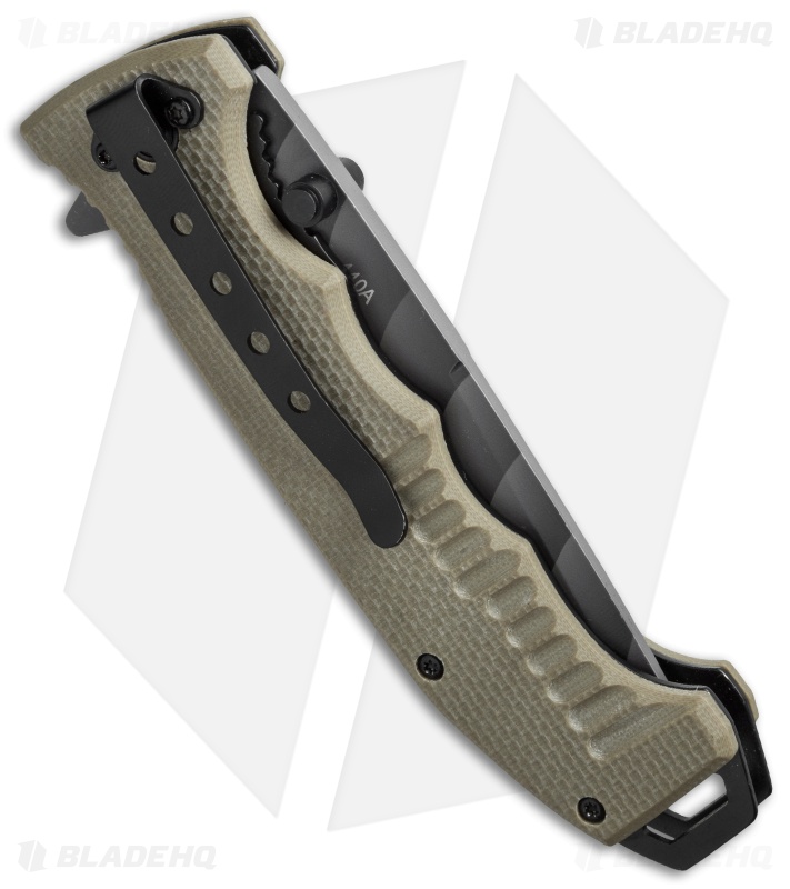 Boker Magnum Shades of Gray Liner Lock Knife Tan G-10 (3.75" Serr) 01SC648N