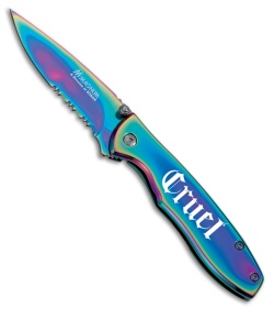 Boker Magnum Cruel Girl Frame Lock Knife Spectrum (2.8" Spectrum Serr) 