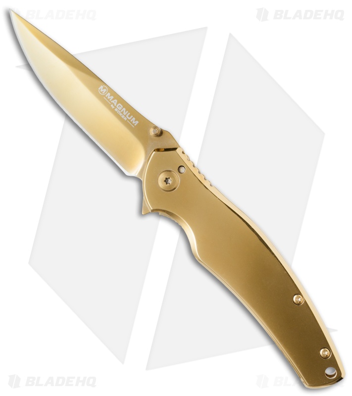 Boker Magnum Gold Finger Liner Lock Knife 3 15 Gold 01lg277 Boker Knife Magnum