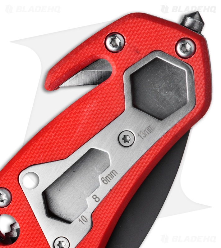 Boker Magnum Firefighter Liner Lock Knife Red G-10 (3.5" Gray) 01SC172