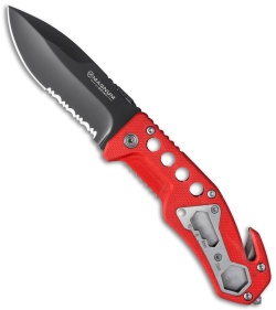 Boker Magnum Firefighter Liner Lock Knife Red G-10 (3.5" Gray) 01SC172