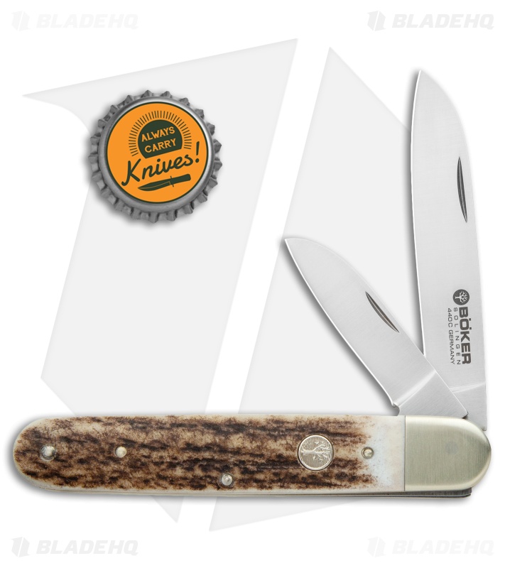 Boker Enigma Slip Joint/Lockback Folding Knife Stag (3.25" Satin) 113031