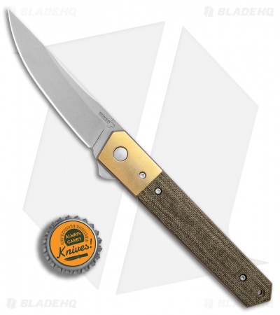 Boker Kwaiken  Flipper Knife Canvas Micarta/Brass Bolster (3.5" Stonewash)