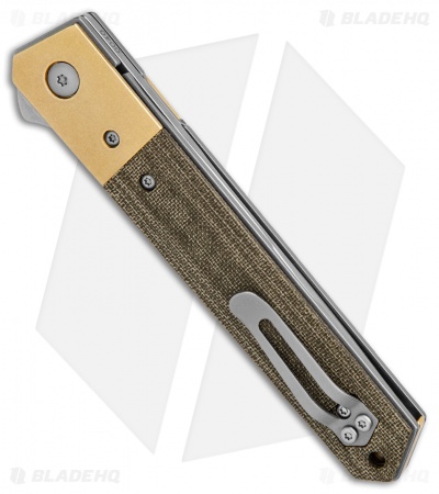 Boker Kwaiken  Flipper Knife Canvas Micarta/Brass Bolster (3.5" Stonewash)