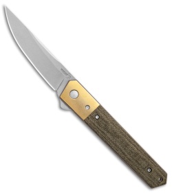 Boker Kwaiken  Flipper Knife Canvas Micarta/Brass Bolster (3.5" Stonewash)