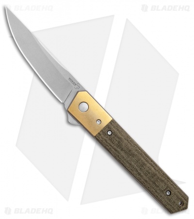 Boker Kwaiken  Flipper Knife Canvas Micarta/Brass Bolster (3.5" Stonewash)