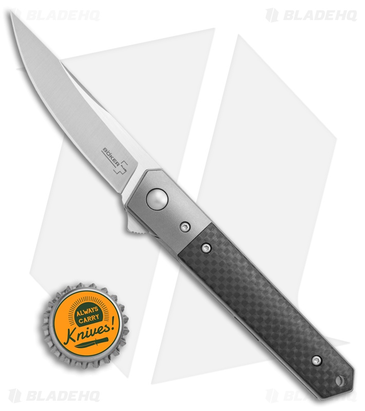 Boker Mini Kwaiken Exclusive Tuxedo Flipper Knife CF/Titanium (3" Satin VG-10)
