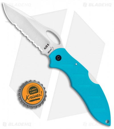 Boker Plus Action R Lockback Knife Turquoise G-10 (3" Satin Serr) 01BO095