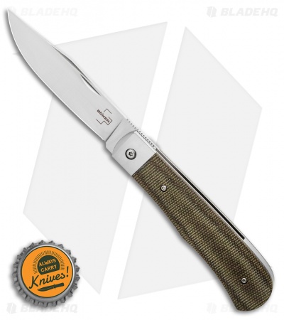 Boker Plus Bonfire Front Flipper Knife Green Canvas Micarta (3.4" Satin)