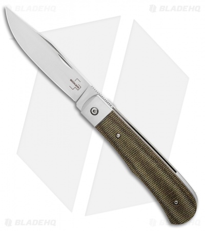 Boker Plus Bonfire Front Flipper Knife Green Canvas Micarta (3.4" Satin)