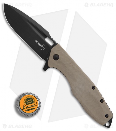 Boker Plus Caracal Flipper Liner Lock Knife Brown G-10 (3.5" Black) 01BO759