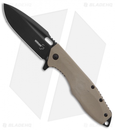 Boker Plus Caracal Flipper Liner Lock Knife Brown G-10 (3.5" Black) 01BO759