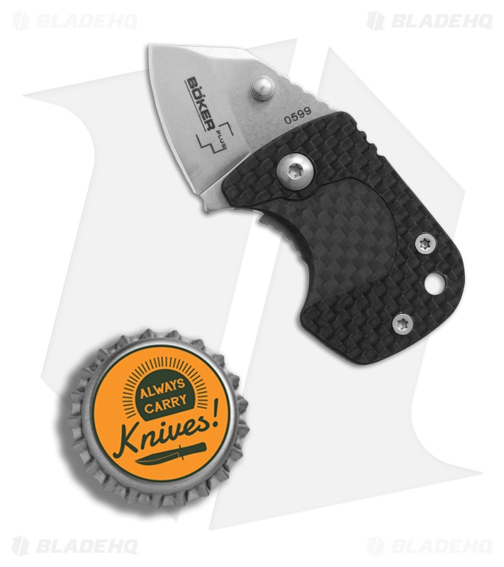 Boker Plus DW1 Frame Lock Money Clip Knife Carbon Fiber (1" Stonewash) Blade HQ