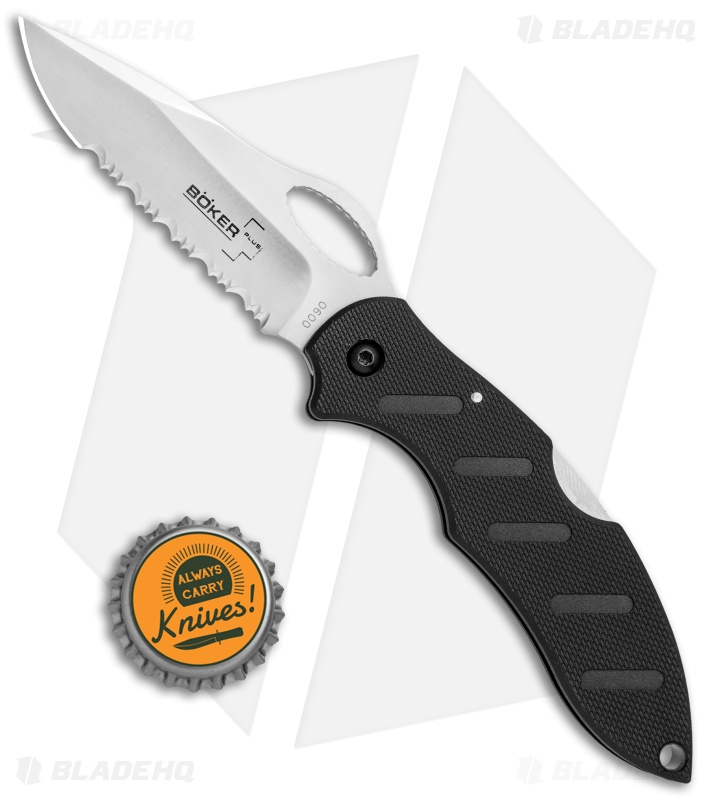 Boker Plus Action R Lockback Knife Black G-10 (3" Satin Serr) 01BO094