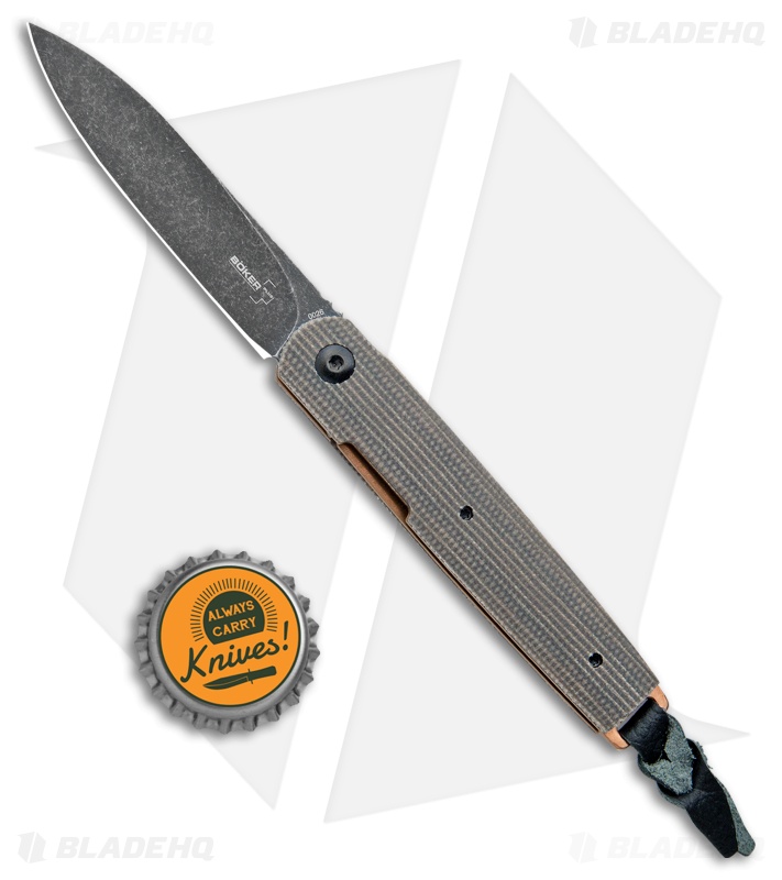 Boker Plus Kansei LRF Liner Lock Knife Green Canvas Micarta (3" Smokewash)