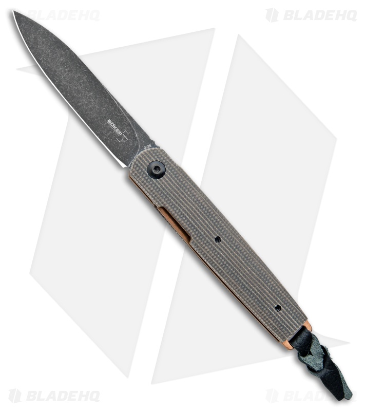 Boker Plus Kansei LRF Liner Lock Knife Green Canvas Micarta (3" Smokewash)