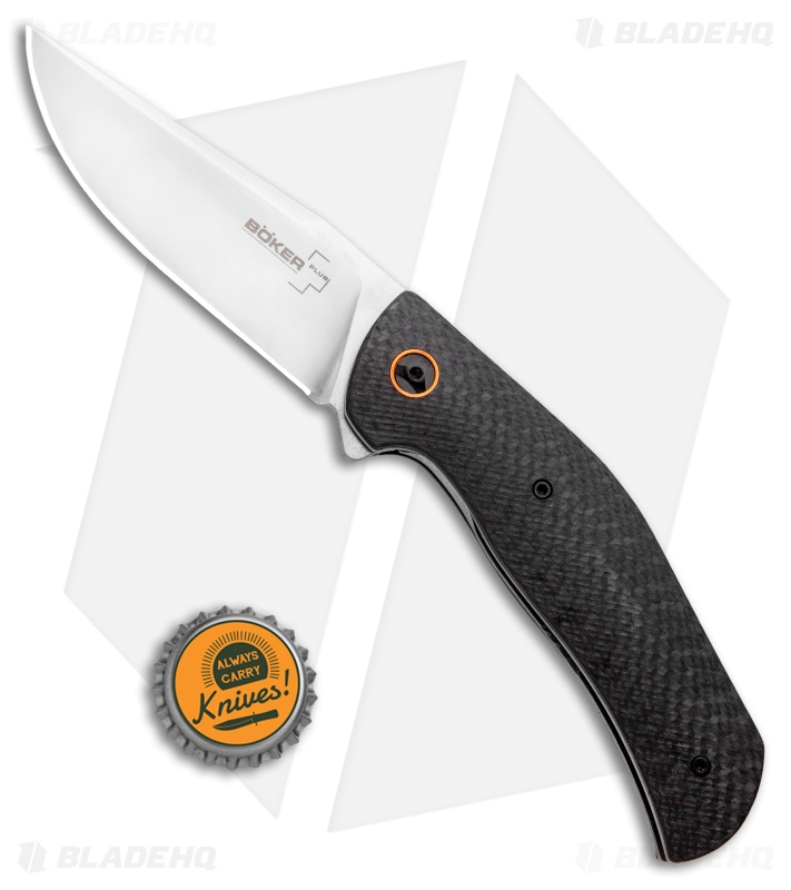 Boker Plus Roundhouse Liner Lock Flipper Knife Carbon Fiber(3.75" Satin)