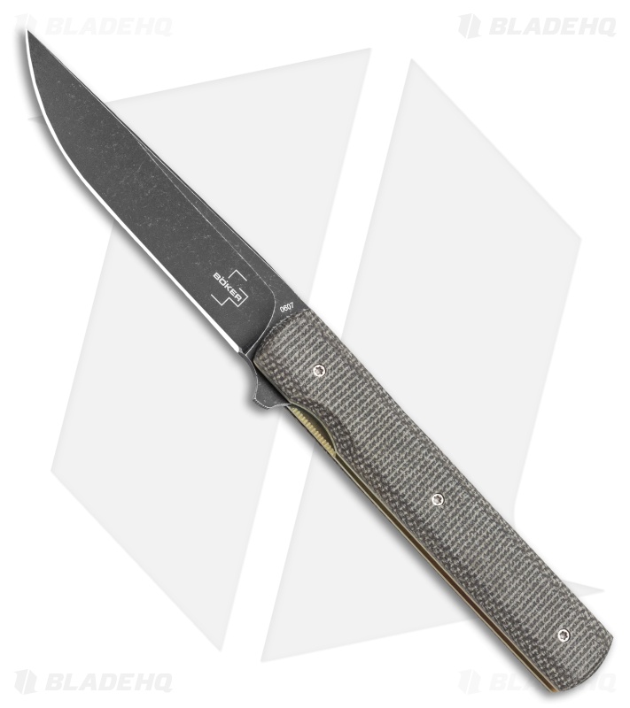 Boker Plus Urban Trapper Knife Liner Lock Green Micarta (3.3" Black) 