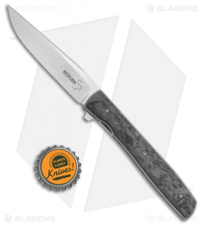 Boker Plus Zinker Urban Trapper Knife Marbled Carbon Fiber (3.5" Satin) 01BO726