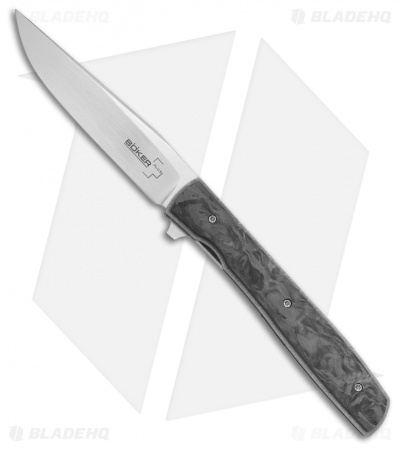 Boker Plus Zinker Urban Trapper Knife Marbled Carbon Fiber (3.5" Satin) 01BO726