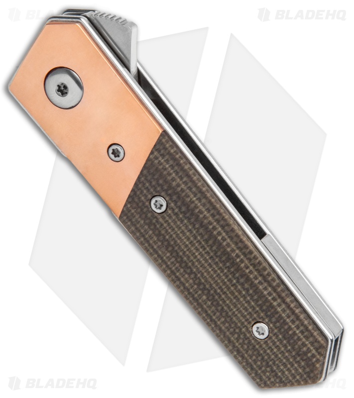Boker Stubby Kwaiken Exclusive Flipper Knife Cu/Green Micarta (2" Satin)