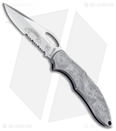 Boker Cinch Fastback II Roper Engraved Folding Knife (3.0" Satin Serr) 01CI091E