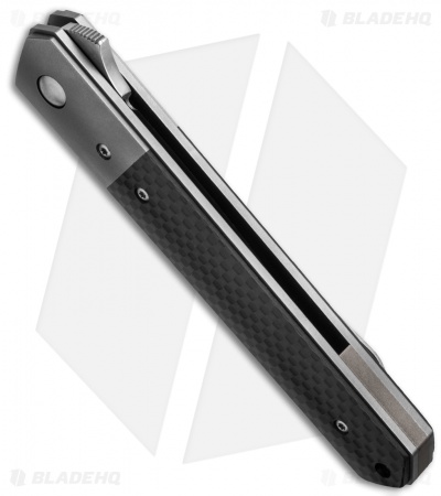 Boker Kwaiken Tuxedo Flipper Knife Carbon Fiber w/Titanium Bolster (3.5" Satin)