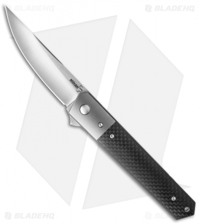Boker Kwaiken Tuxedo Flipper Knife Carbon Fiber w/Titanium Bolster (3.5" Satin)