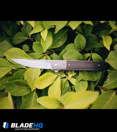 Boker Kwaiken Tuxedo Flipper Knife Carbon Fiber w/Titanium Bolster (3.5" Satin)