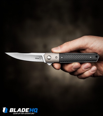 Boker Mini Kwaiken Exclusive Tuxedo Flipper Knife CF/Titanium (3" Satin VG-10)