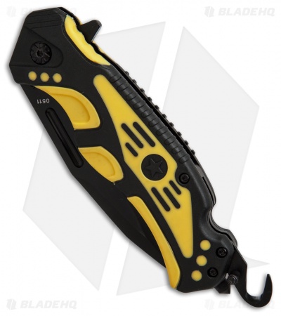 Boker Plus Savior 3 Liner Lock Knife Black/Yellow (3.3" Black Serr) 01BO322