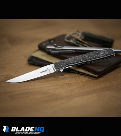 Boker Plus Zinker Urban Trapper Knife Marbled Carbon Fiber (3.5" Satin) 01BO726