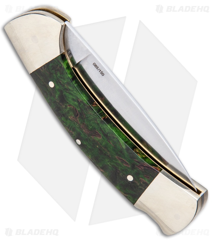 Boker 3000 150th Anniversary Lockback Knife Green Curly Birch (3.4" Satin)
