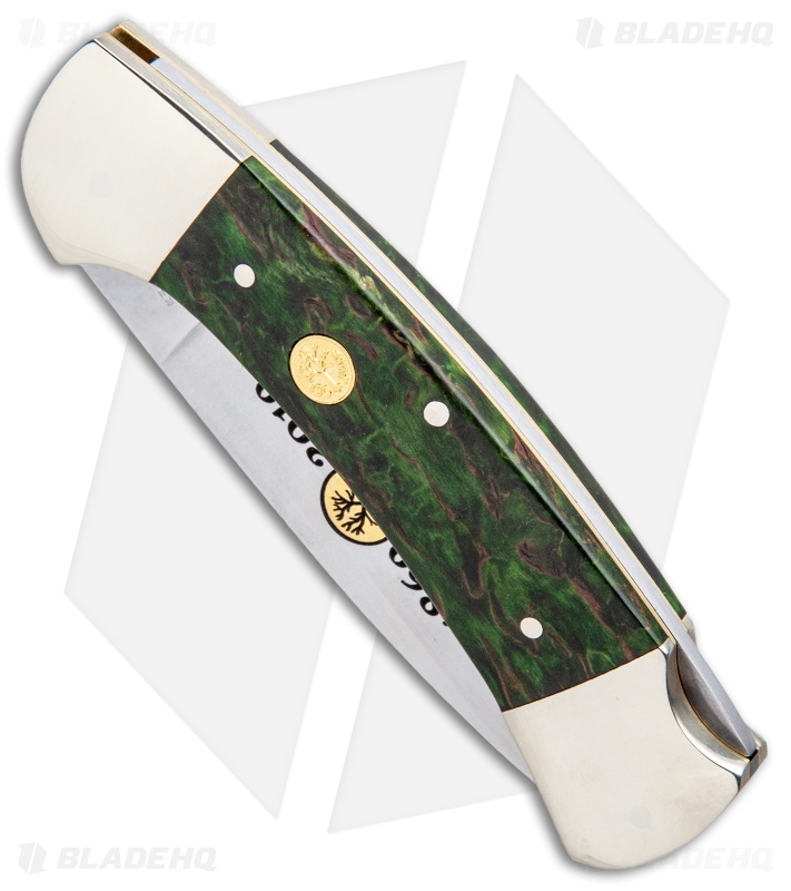 Boker 3000 150th Anniversary Lockback Knife Green Curly Birch (3.4" Satin)