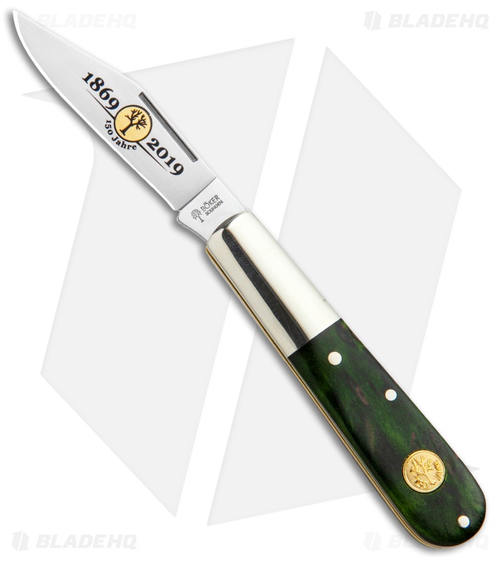 Boker Barlow Anniversary 150 Slip Joint Knife Green Birch (2.5" Satin) 116941