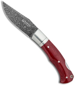 Boker Boxer Damascus Lockback Knife Red Micarta (3.1" Damascus) 111025DAM
