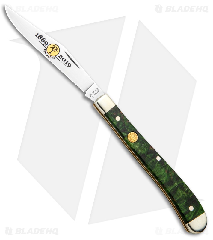 Boker Delicate 150th Anniversary Pocket Knife Green Curly Birch (3.125" Polish)