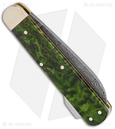 Boker Hunting Knife Mono Lockback Knife Green Curly Birch (3.25" Damascus) 