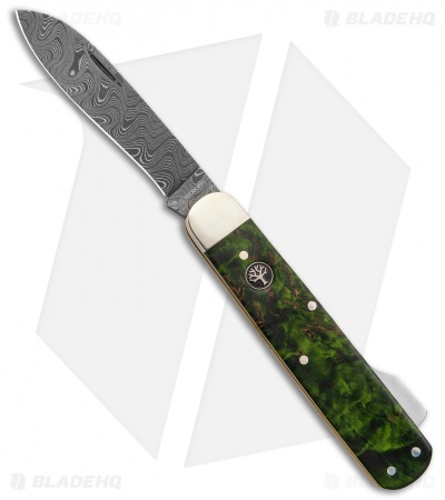 Boker Hunting Knife Mono Lockback Knife Green Curly Birch (3.25" Damascus) 