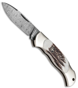 Boker Junior Scout Spear Point Lockback Knife Stag (2.6" Damascus) 111910DAM