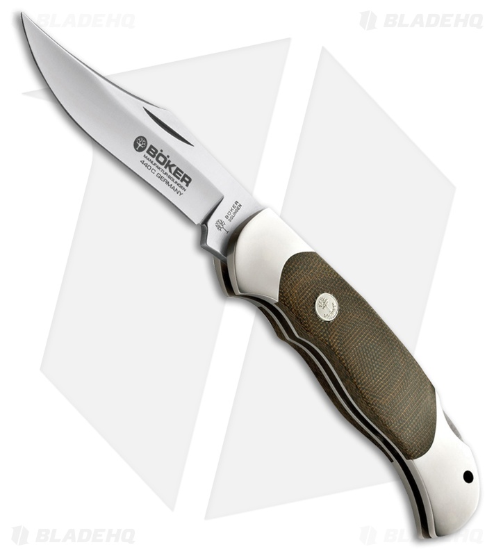 Boker Optima Series Lockback Pocket Knife Green Micarta (3.625" Satin) 113005