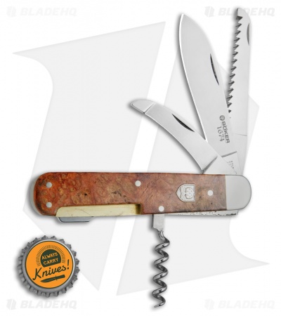 Boker Quadro 1674 Pocket Knife 4.375" Amboina Root Wood 110545