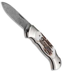 Boker Scout Spear Point Knife Stag Handle (3" Damascus) 112201DAM