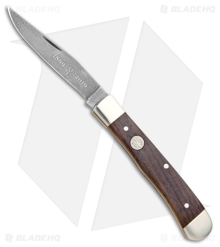 Boker Trapper 150th Anniversary Damascus Series Pocket Knife 4.125" Chestnut