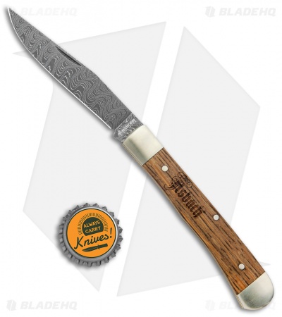 Boker Trapper Asbach Uralt Slip Joint Knife Oak Wood (3.35" Damascus)