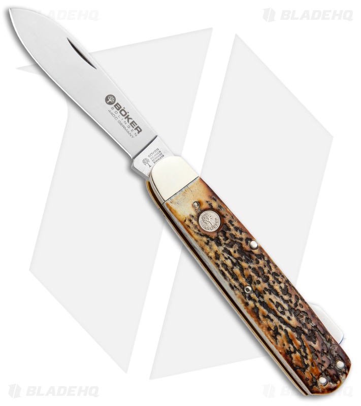 Boker Tree Brand Hunting Knife Mono Lockback Stag (3.25" Satin) 110615