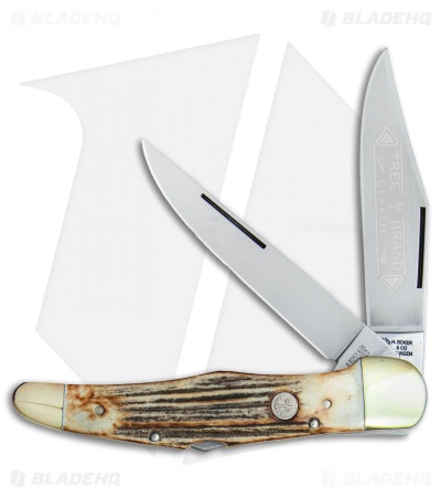 Boker Tree Brand L.E. Trapper Double Lockback Pocket Knife 5.25" Stag 